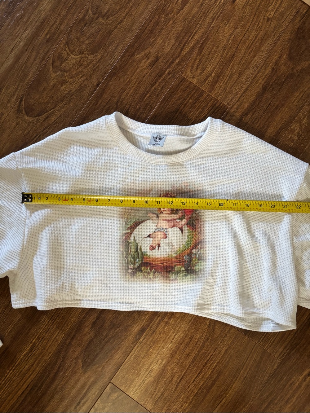 Boys Lie cropped extra long sleeve henley with cherub graphics and gothic text - Picture 9 of 10